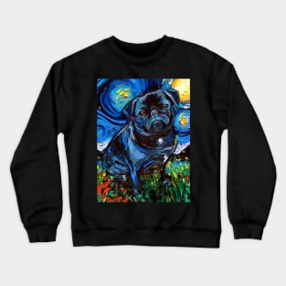 Black Pug Night Crewneck Sweatshirt